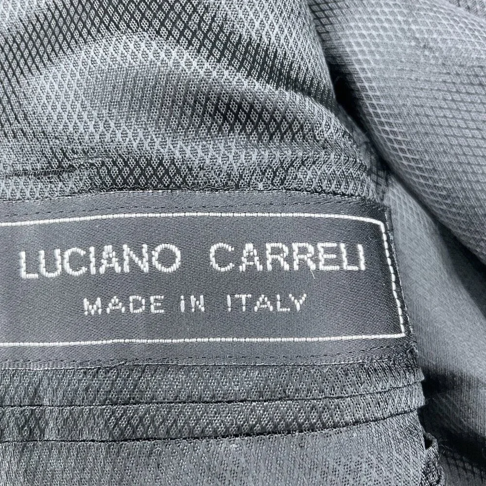 Luciano Carreli Uomo Difference Suit Men 44R 38W Gray Stripe Super 140s Wool VTG